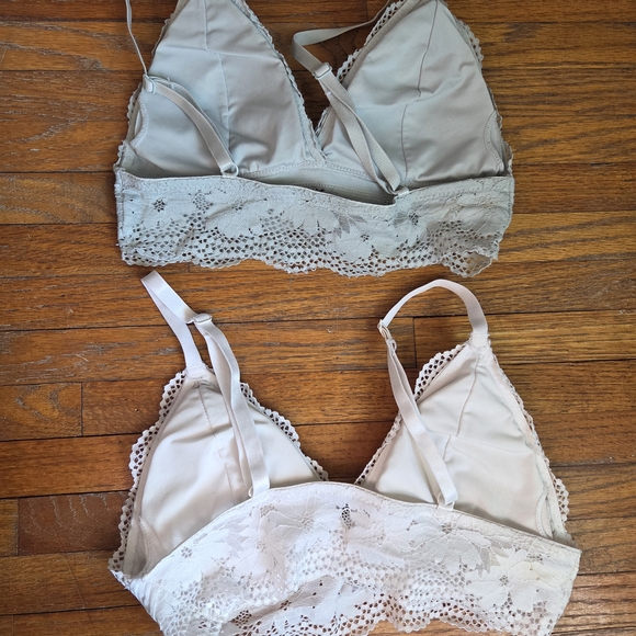 Adrienne Vittadini Lace Bralette Duo - Cream and Sage/Blue - Picture 3 of 5